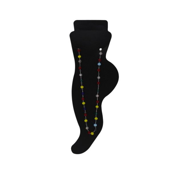 БИЖУТЕРИЯ - ГРИВНА ЗА КРАК - СТОМАНА И КРИСТАЛИ- СИНДЖИР - 21.5 см ТОПЧЕ GK083 НИКЕЛ И ЦВЕТОВЕ - ПАКЕТ 2 бр.