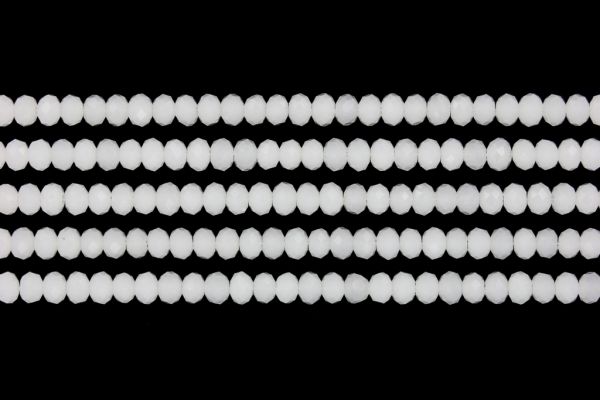 GLASS BEADS - FACETED RONDELLE CRYSTALS - 6x5mm - MILKY - WHITE 037 - STRING (88pcs.) Hole-1.2mm
