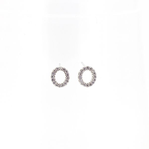 БИЖУТЕРИЯ - ОБЕЦИ - ВИНТ - ЦИРКОН - БУКВА O Е526 - 0.7х0.8см НИКЕЛ И БЯЛО - ПАКЕТ 6 чифта