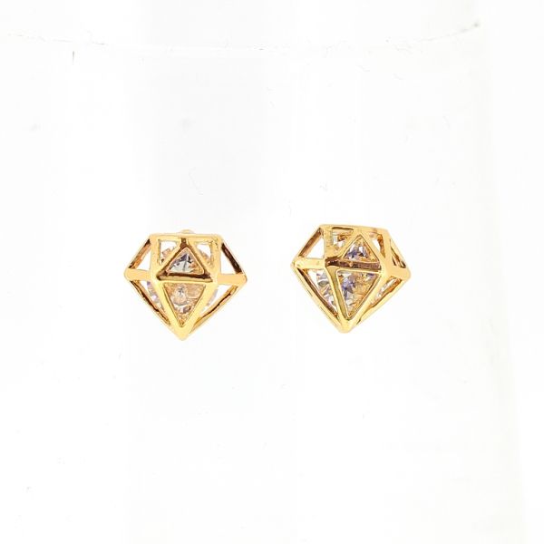 БИЖУТЕРИЯ - ОБЕЦИ - ВИНТ - ЦИРКОН - ДИАМАНТ Е490 - 1.1х1.1см ЗЛАТИСТО И БЯЛО - ПАКЕТ 6 чифта