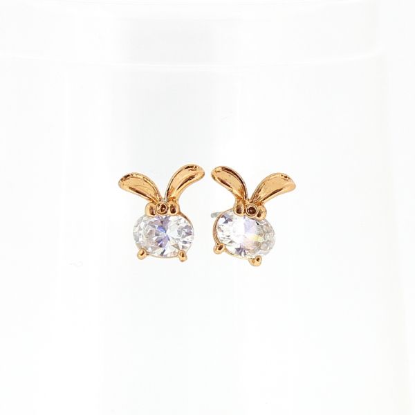 БИЖУТЕРИЯ - ОБЕЦИ - ВИНТ - ЦИРКОН - ЗАЕК Е483 - 1.0х1.2см ЗЛАТИСТО РОЗОВО И БЯЛО - ПАКЕТ 6 чифта