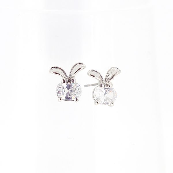 БИЖУТЕРИЯ - ОБЕЦИ - ВИНТ - ЦИРКОН - ЗАЕК Е483 - 1.0х1.2см НИКЕЛ И БЯЛО - 1 чифт