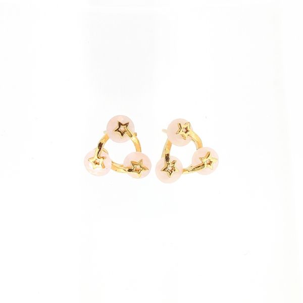 БИЖУТЕРИЯ - ОБЕЦИ - ВИНТ - ЦИРКОН - ЗВЕЗДИ Е512 - 1.1х1.1см ЗЛАТИСТО РОЗОВО И РОЗОВО СВ. - ПАКЕТ 6 чифта