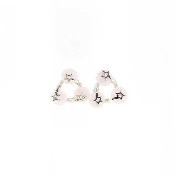 БИЖУТЕРИЯ - ОБЕЦИ - ВИНТ - ЦИРКОН - ЗВЕЗДИ Е512 - 1.1х1.1см НИКЕЛ И РОЗОВО СВ. - 1 чифт