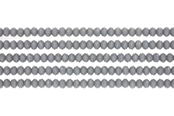GLASS BEADS - FACETED RONDELLE CRYSTALS - 6x5mm - OPAQUE - GRAY (DARK) 129 - PACKAGE (5x88pcs.) Hole-1.2mm