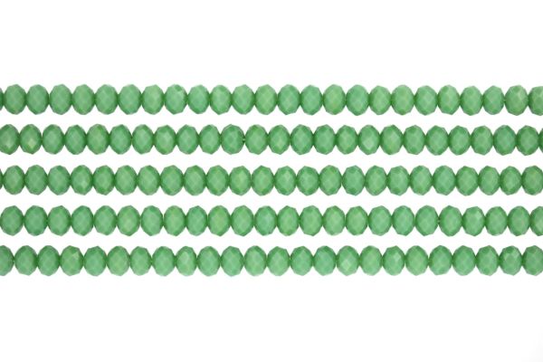 GLASS BEADS - FACETED RONDELLE CRYSTALS - 6x5mm - OPAQUE - GREEN 059 - PACKAGE (5x88pcs.) Hole-1.2mm