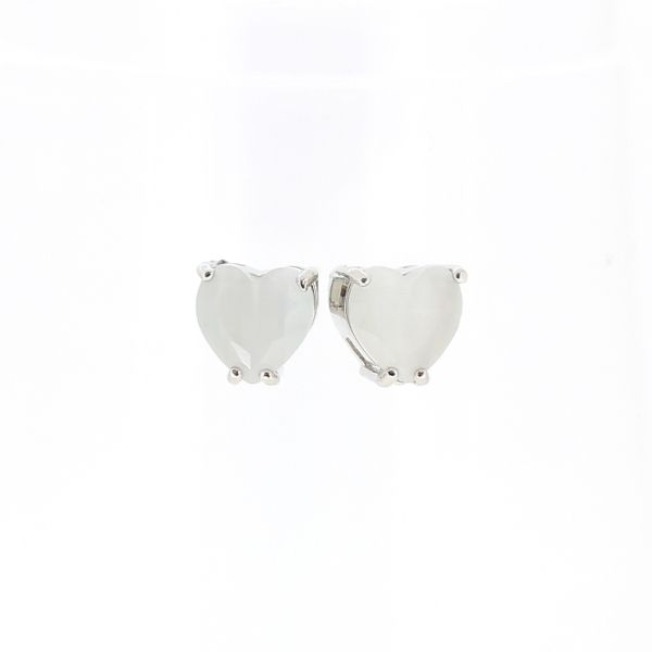 JEWELRY - EARRINGS - SCREW - CAT'S EYE - HEART Е535 - 1.0x1.0cm NICKEL AND WHITE - PACKAGE 6 pairs