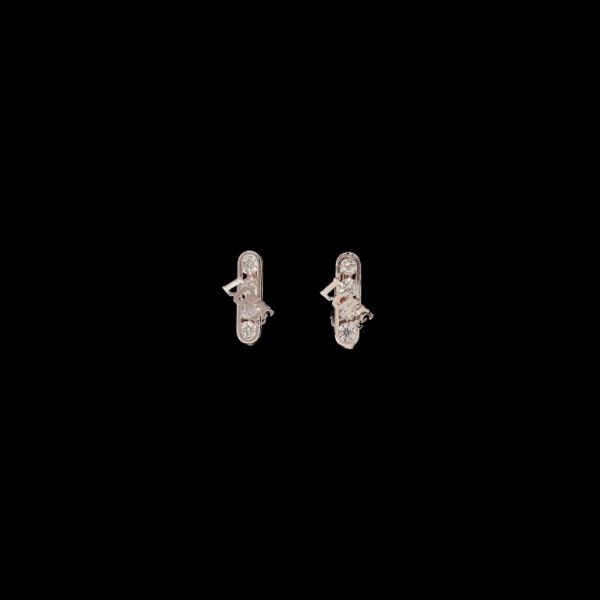 JEWELRY - EARRINGS - CLIPS - ZIRCON - LOVE Е569 - 0.8x1.9cm ROSE GOLD AND WHITE - PACKAGE 6 pairs