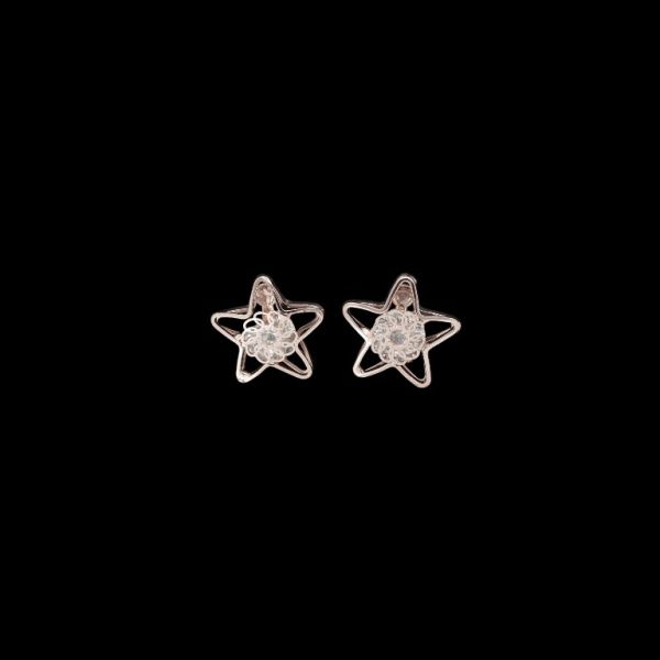 JEWELRY - EARRINGS - CLIPS - ZIRCON - STAR Е567 - 2.1x2.1cm ROSE GOLD AND WHITE - PACKAGE 6 pairs