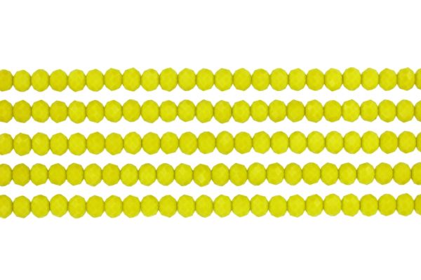 GLASS BEADS - FACETED RONDELLE CRYSTALS - 6x5mm - OPAQUE - YELLOW 063 - PACKAGE (5x88pcs.) Hole-1.2mm