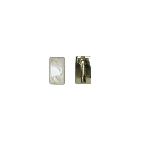 JEWELRY - METAL SNAP HAIR CLIP - METAL AND ENAMEL - MODEL 09 - 4.5x2.5x1.2cm GOLD AND ECRU - 2pcs.