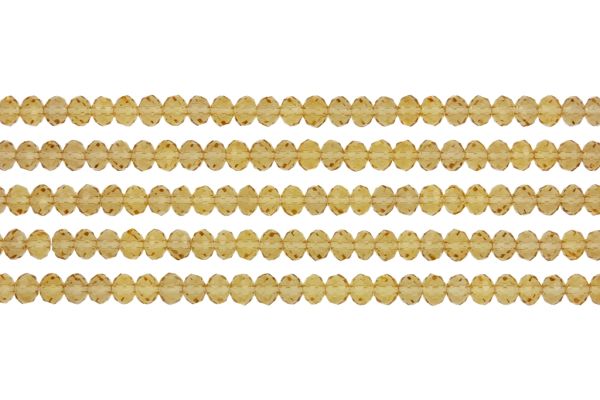 GLASS BEADS - FACETED RONDELLE CRYSTALS - 6x5mm - TRANSPARENT - AMBER 025 - PACKAGE (5x88pcs.) Hole-1.2mm