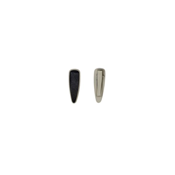 JEWELRY - METAL SNAP HAIR CLIP - METAL AND LEATHER - MODEL 14 - 4.5x1.5x1.2cm BLACK AND BEIGE - 2pcs.