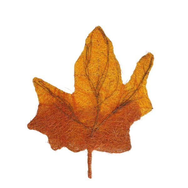 MATERIALS FOR CRAFT AND DECORATION - COCONUT GRASS FIGURES - LEAF 02 - 24x30x0.4cm - YELLOW (DARK)-BROWN - PACKAGE 5pcs.