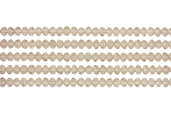 GLASS BEADS - FACETED RONDELLE CRYSTALS - 6x5mm - TRANSPARENT - BEIGE 024 - STRING (88pcs.) Hole-1.2mm