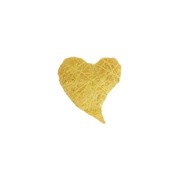 MATERIALS FOR CRAFT AND DECORATION - COCONUT GRASS FIGURES - HEART 01 - 13x13x2.5cm - YELLOW (DARK) - PACKAGE 6pcs.