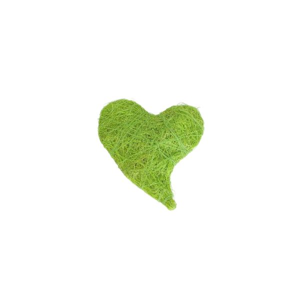 MATERIALS FOR CRAFT AND DECORATION - COCONUT GRASS FIGURES - HEART 01 - 13x13x2.5cm - GREEN - 1pc.