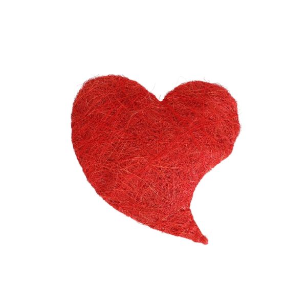 MATERIALS FOR CRAFT AND DECORATION - COCONUT GRASS FIGURES - HEART 01 - 19x19x4.5cm - RED - PACKAGE 5pcs.