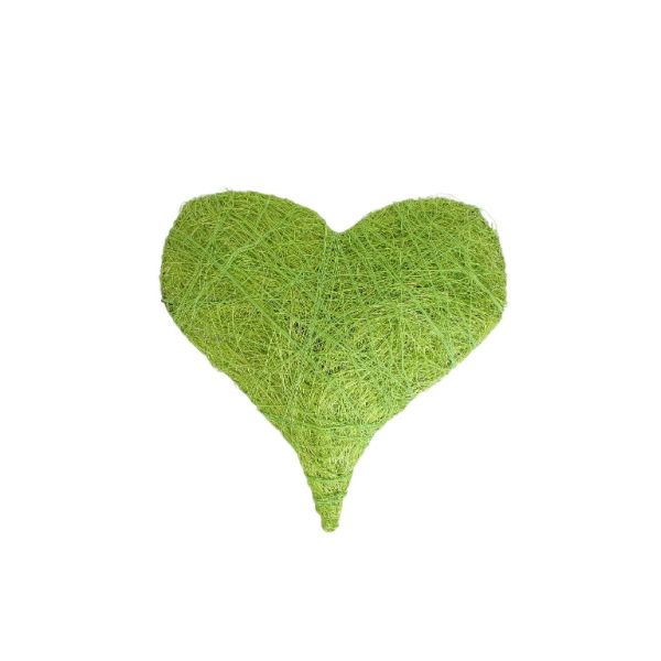 MATERIALS FOR CRAFT AND DECORATION - COCONUT GRASS FIGURES - HEART 02 - 19x19x4.5cm - GREEN - 1pc.