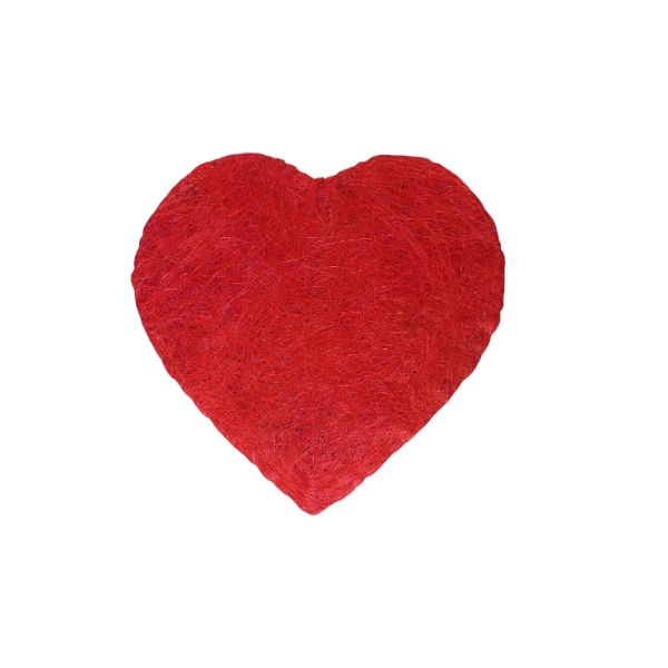 MATERIALS FOR CRAFT AND DECORATION - COCONUT GRASS FIGURES - HEART 03 - 30x30x2.5cm - RED - PACKAGE 3pcs.