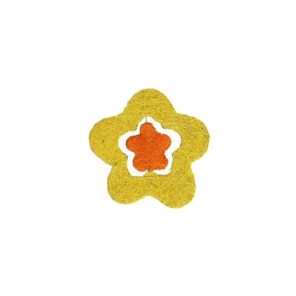 MATERIALS FOR CRAFT AND DECORATION - COCONUT GRASS FIGURES - FLOWER 01 - 15x15x0.4cm - YELLOW-ORANGE - 1pc.