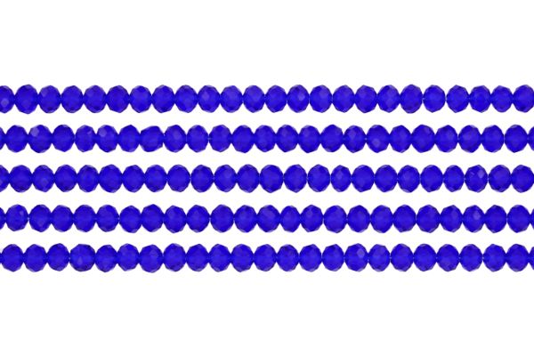 GLASS BEADS - FACETED RONDELLE CRYSTALS - 6x5mm - TRANSPARENT - BLUE (DARK) 005 - STRING (88pcs.) Hole-1.2mm