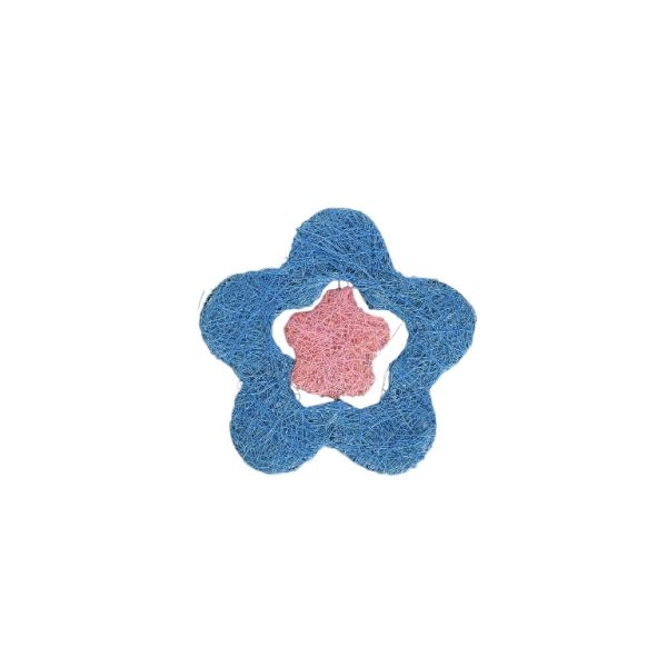 MATERIALS FOR CRAFT AND DECORATION - COCONUT GRASS FIGURES - FLOWER 01 - 15x15x0.4cm - TURQUOISE-PINK (LIGHT) - 1pc.