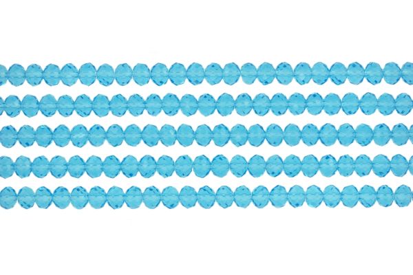 GLASS BEADS - FACETED RONDELLE CRYSTALS - 6x5mm - TRANSPARENT - BLUE (LIGHT) 008 - PACKAGE (5x88pcs.) Hole-1.2mm