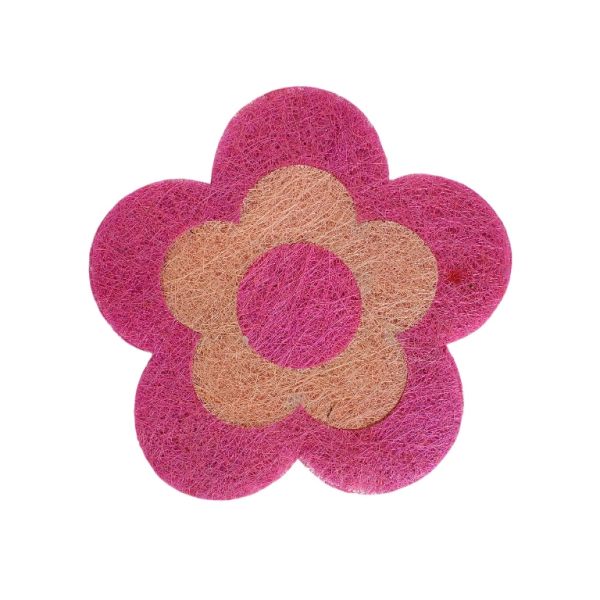 MATERIALS FOR CRAFT AND DECORATION - COCONUT GRASS FIGURES - FLOWER 02 - 25x25x0.3cm - ROSE DUST (DARK)-PEACH-ROSE DUST (DARK) - PACKAGE 5pcs.