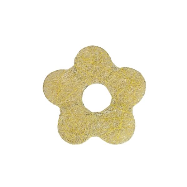 MATERIALS FOR CRAFT AND DECORATION - COCONUT GRASS FIGURES - FLOWER 03 - М 01 - 20x20x0.3cm - YELLOW (LIGHT) - PACKAGE 6pcs.