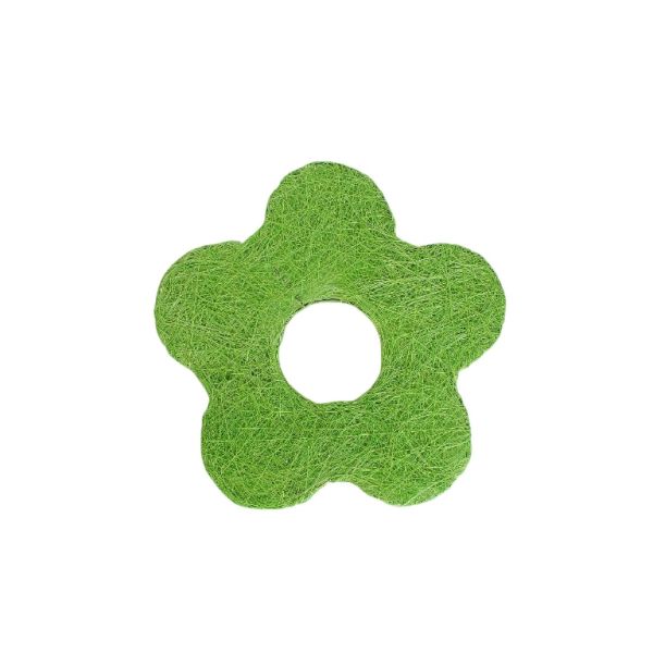 MATERIALS FOR CRAFT AND DECORATION - COCONUT GRASS FIGURES - FLOWER 03 - М 01 - 20x20x0.3cm - GREEN - PACKAGE 6pcs.