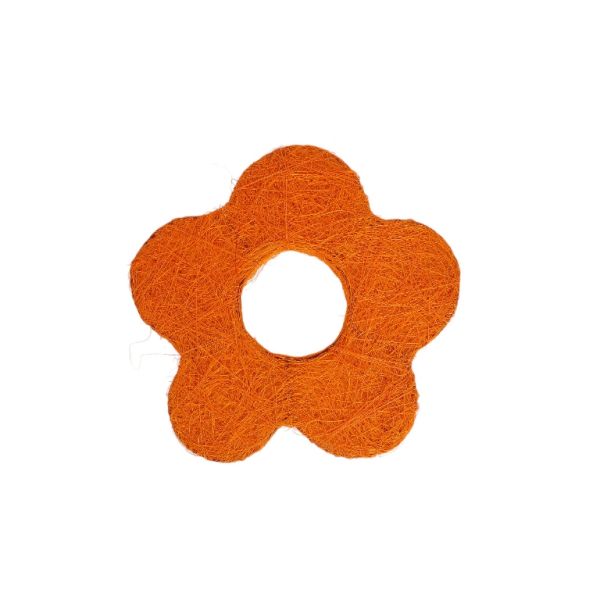 MATERIALS FOR CRAFT AND DECORATION - COCONUT GRASS FIGURES - FLOWER 03 - М 01 - 20x20x0.3cm - ORANGE - PACKAGE 6pcs.