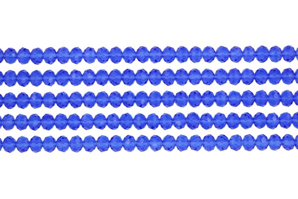 GLASS BEADS - FACETED RONDELLE CRYSTALS - 6x5mm - TRANSPARENT - BLUE 004 - STRING (88pcs.) Hole-1.2mm