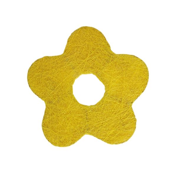 MATERIALS FOR CRAFT AND DECORATION - COCONUT GRASS FIGURES - FLOWER 03 - М 01 - 25x25x0.3cm - YELLOW - PACKAGE 5pcs.