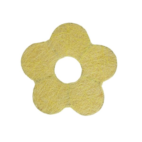 MATERIALS FOR CRAFT AND DECORATION - COCONUT GRASS FIGURES - FLOWER 03 - М 01 - 25x25x0.3cm - YELLOW (LIGHT) - PACKAGE 5pcs.