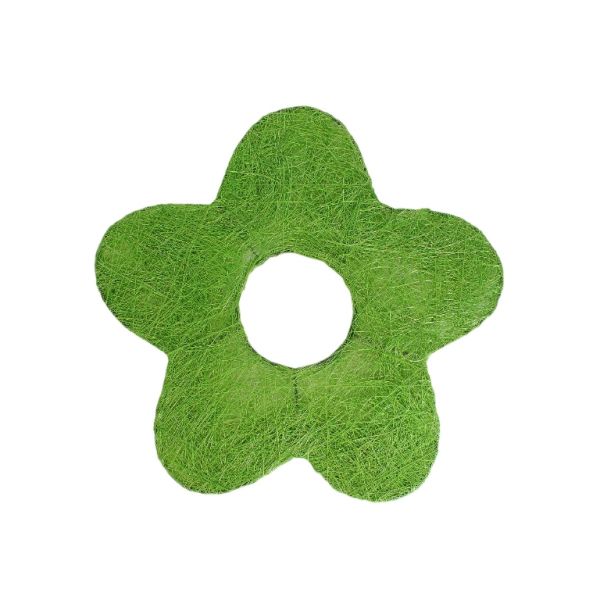 MATERIALS FOR CRAFT AND DECORATION - COCONUT GRASS FIGURES - FLOWER 03 - М 01 - 25x25x0.3cm - GREEN - 1pc.