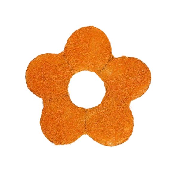 MATERIALS FOR CRAFT AND DECORATION - COCONUT GRASS FIGURES - FLOWER 03 - М 01 - 25x25x0.3cm - ORANGE (LIGHT) - 1pc.
