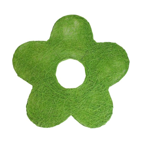 MATERIALS FOR CRAFT AND DECORATION - COCONUT GRASS FIGURES - FLOWER 03 - М 01 - 30x30x0.4cm - GREEN - PACKAGE 5pcs.