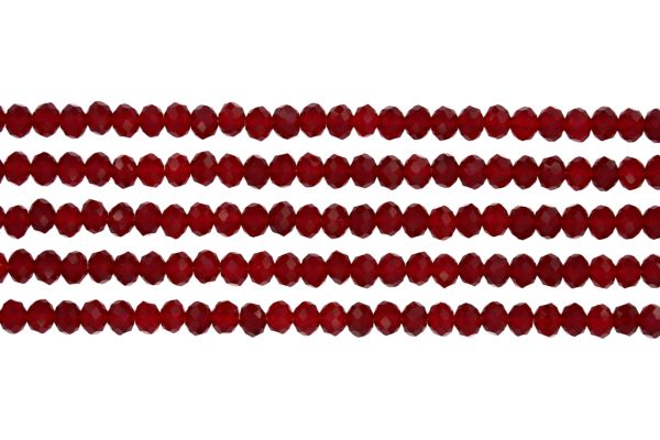 GLASS BEADS - FACETED RONDELLE CRYSTALS - 6x5mm - TRANSPARENT - BORDEAUX 035 - STRING (88pcs.) Hole-1.2mm