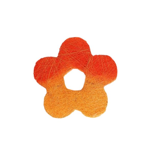 MATERIALS FOR CRAFT AND DECORATION - COCONUT GRASS FIGURES - FLOWER 03 - М 02 - 20x20x0.3cm - ORANGE (DARK)- ORANGE (LIGHT) - PACKAGE 6pcs.