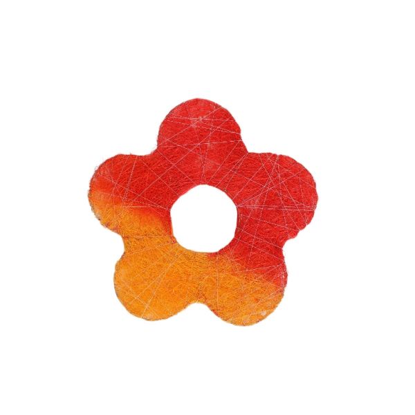 MATERIALS FOR CRAFT AND DECORATION - COCONUT GRASS FIGURES - FLOWER 03 - М 02 - 20x20x0.3cm - ORANGE-RED (LIGHT) - 1pc.