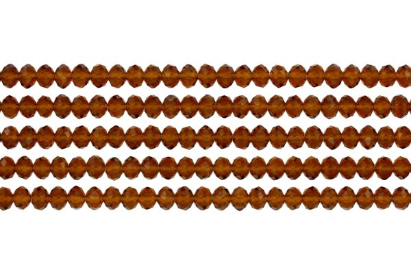 GLASS BEADS - FACETED RONDELLE CRYSTALS - 6x5mm - TRANSPARENT - BROWN (DARK) 017 - PACKAGE (5x88pcs.) Hole-1.2mm
