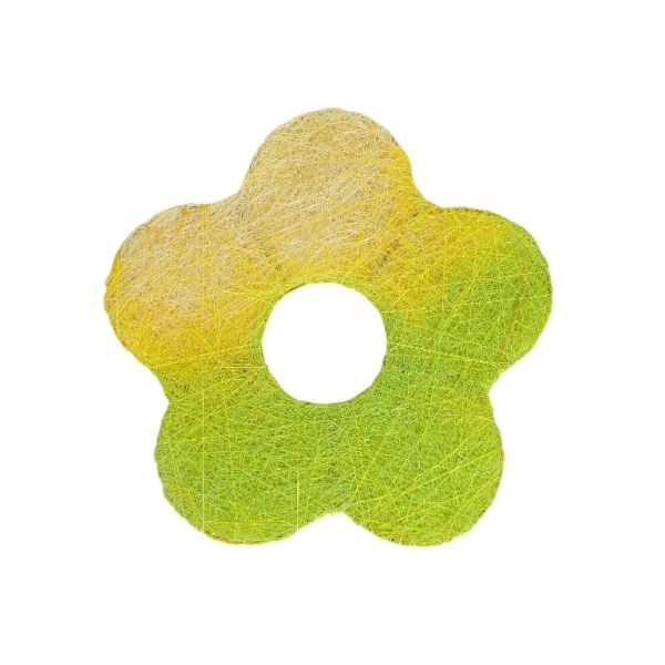 MATERIALS FOR CRAFT AND DECORATION - COCONUT GRASS FIGURES - FLOWER 03 - М 02 - 25x25x0.3cm - GREEN (LIGHT)-YELLOW (LIGHT) - 1pc.