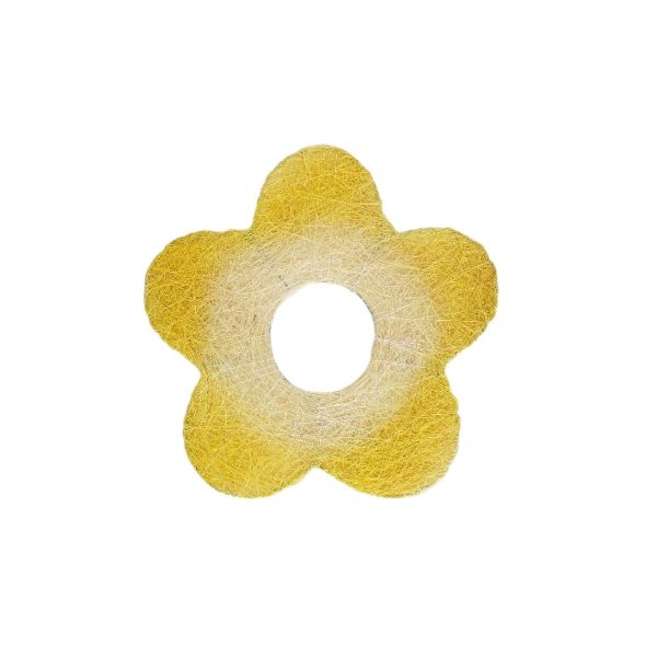 MATERIALS FOR CRAFT AND DECORATION - COCONUT GRASS FIGURES - FLOWER 03 - М 03 - 20x20x0.3cm - YELLOW-ECRU - 1pc.