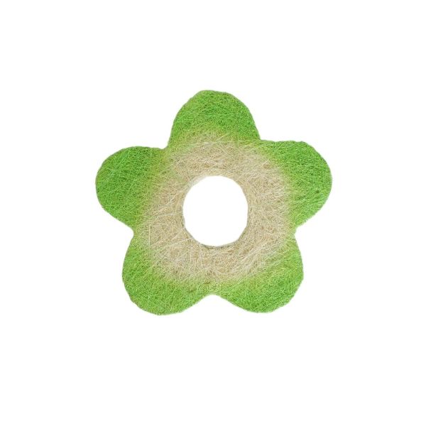 MATERIALS FOR CRAFT AND DECORATION - COCONUT GRASS FIGURES - FLOWER 03 - М 03 - 20x20x0.3cm - GREEN (LIGHT)-ECRU - 1pc.