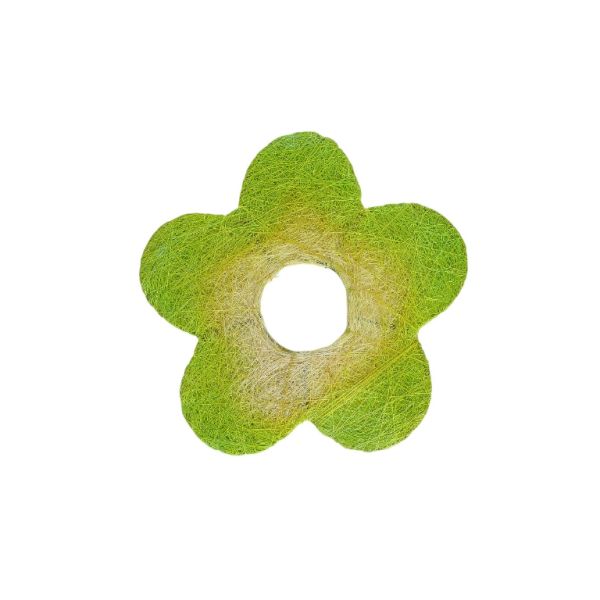 MATERIALS FOR CRAFT AND DECORATION - COCONUT GRASS FIGURES - FLOWER 03 - М 03 - 20x20x0.3cm - GREEN (LIGHT)-YELLOW (LIGHT) - 1pc.