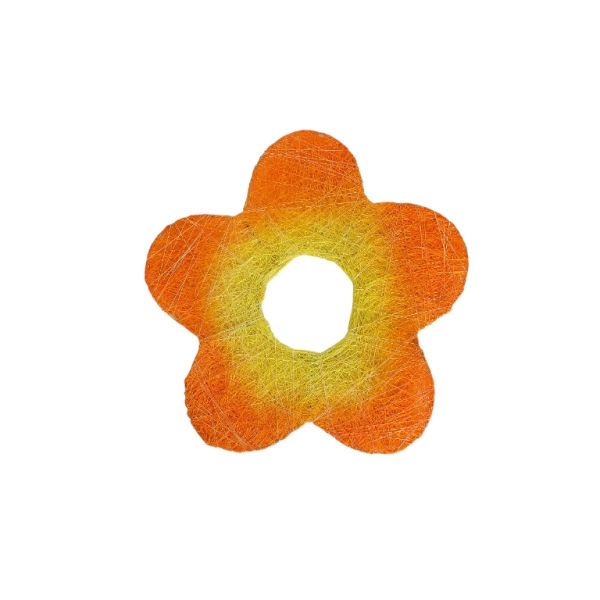 MATERIALS FOR CRAFT AND DECORATION - COCONUT GRASS FIGURES - FLOWER 03 - М 03 - 20x20x0.3cm - ORANGE (LIGHT)-YELLOW - PACKAGE 6pcs.