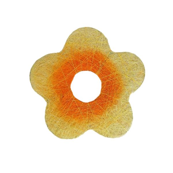MATERIALS FOR CRAFT AND DECORATION - COCONUT GRASS FIGURES - FLOWER 03 - М 03 - 25x25x0.3cm - YELLOW (LIGHT)-ORANGE - 1pc.