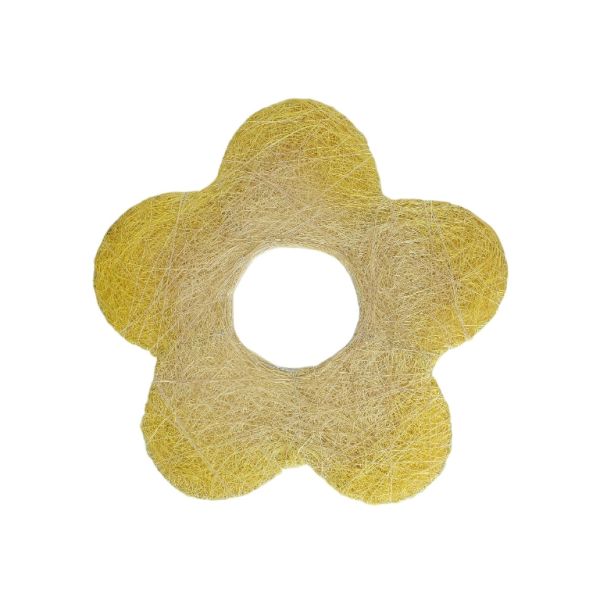 MATERIALS FOR CRAFT AND DECORATION - COCONUT GRASS FIGURES - FLOWER 03 - М 03 - 25x25x0.3cm - YELLOW-ECRU - 1pc.