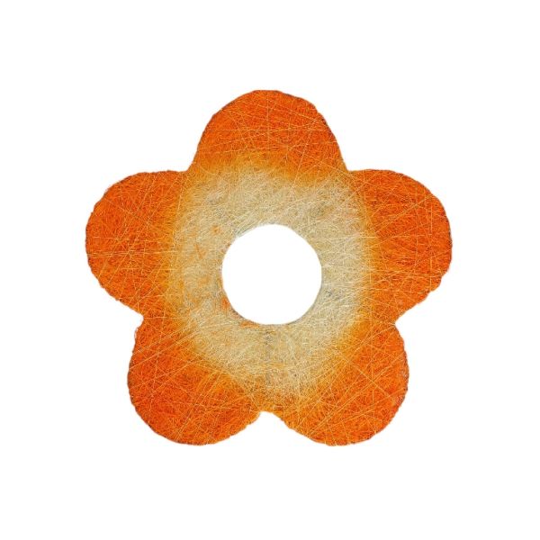 MATERIALS FOR CRAFT AND DECORATION - COCONUT GRASS FIGURES - FLOWER 03 - М 03 - 25x25x0.3cm - ORANGE-ECRU - PACKAGE 5pcs.